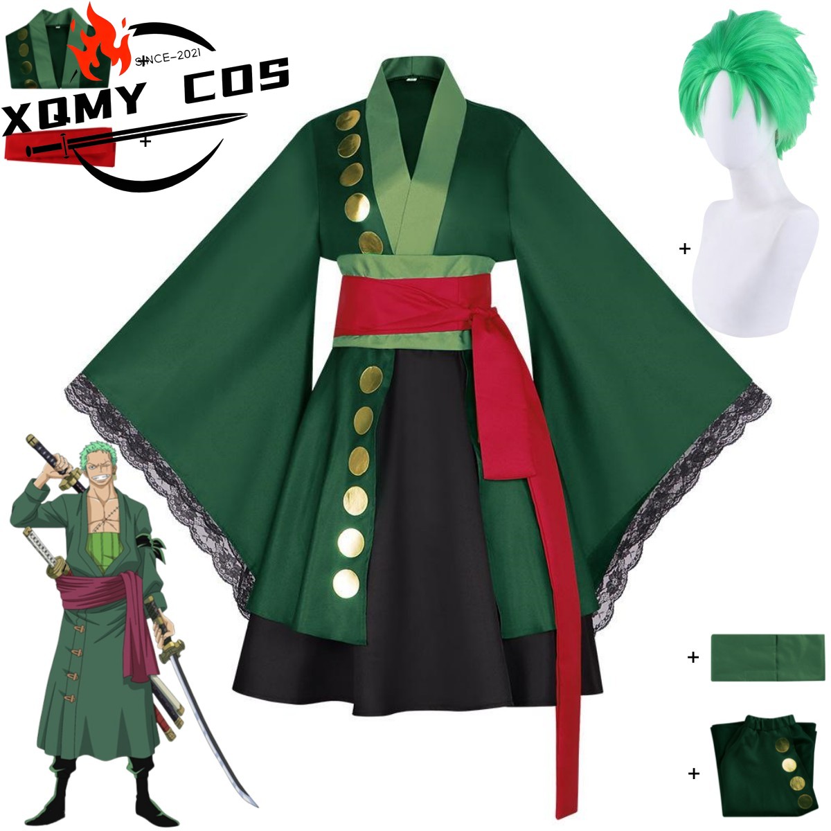 Anime Zoro Cosplay Female - XqAnime 로로노아 조로 코스프레 의상 와노쿠니