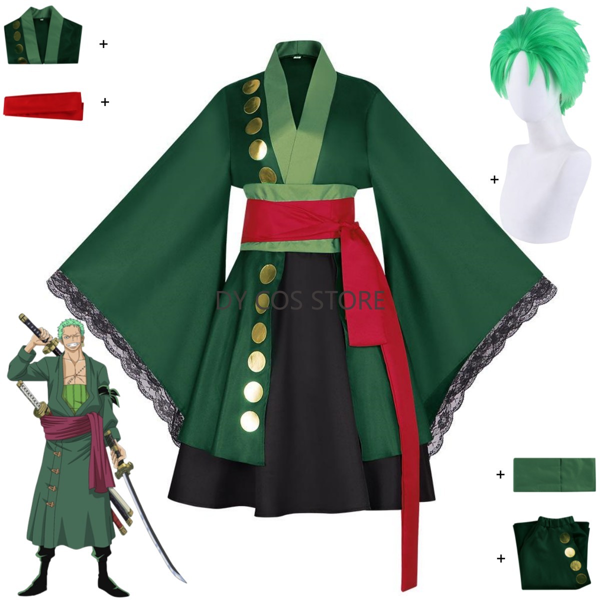 Anime Zoro Cosplay Female - 애니메이션 롤로노아 조로 코스프레 의상 와노쿠니